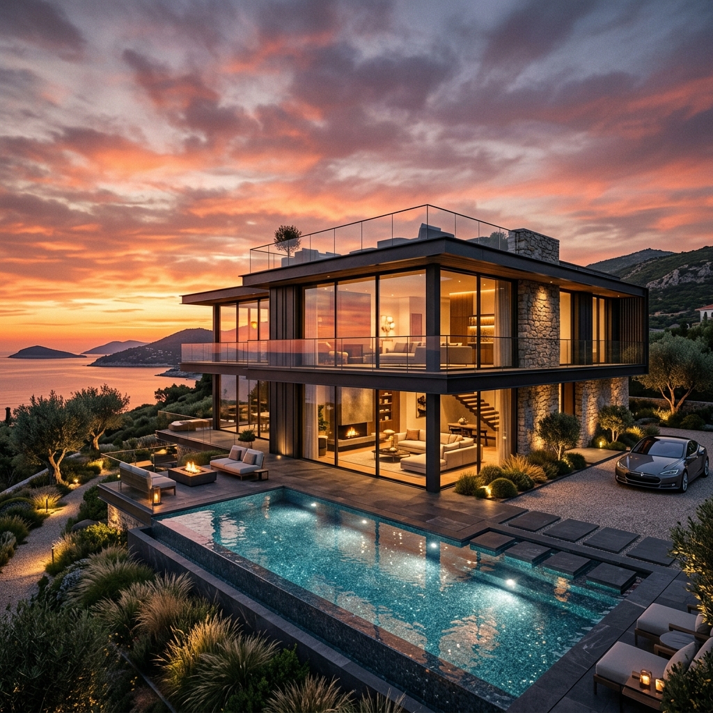 Sapanca / Sakarya bölgesinde hayata geçirilen Modern Orman Villası mimari dış cephe tasarımı